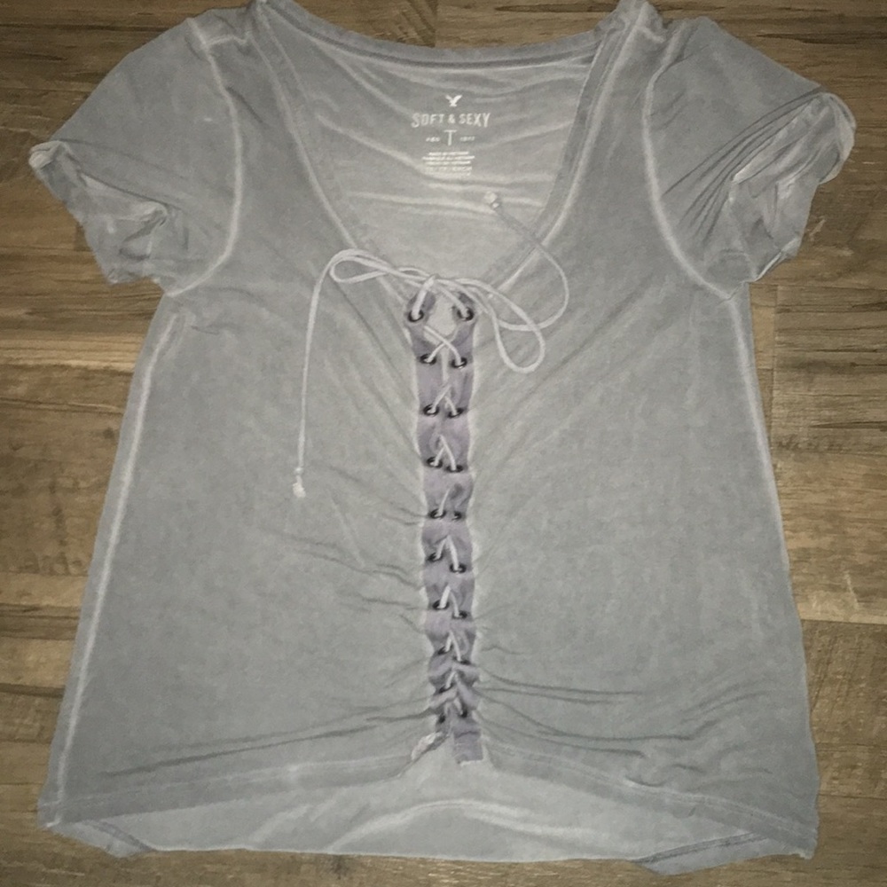 Blue lace up top